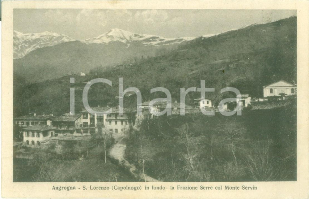 Cartolina originale da collezione 1928 ANGROGNA TO Veduta di SAN LORENZO con frazione SERRE Cartolina FP VG 1