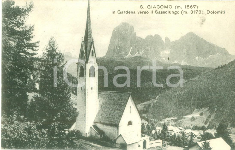 Cartolina originale da collezione 1935 ORTISEI BZ Chiesa della frazione SAN GIACOMO Val GARDENA Cartolina FP VG 1
