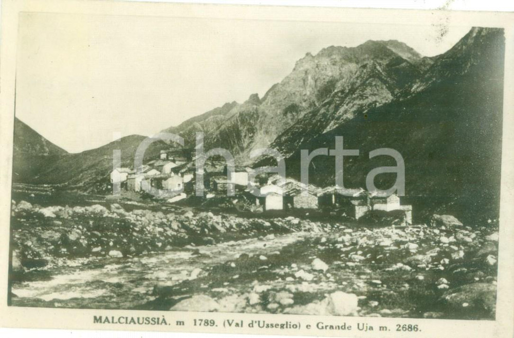 Cartolina originale da collezione 1937 USSEGLIO TO Panorama di MalciaussiÃ  e Grande UJA Cartolina FP VG 1