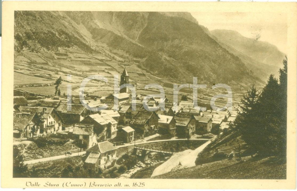 Cartolina originale da collezione 1935 ca ARGENTERA CN Panorama di BERSEZIO in Valle Stura Cartolina FP NV 1