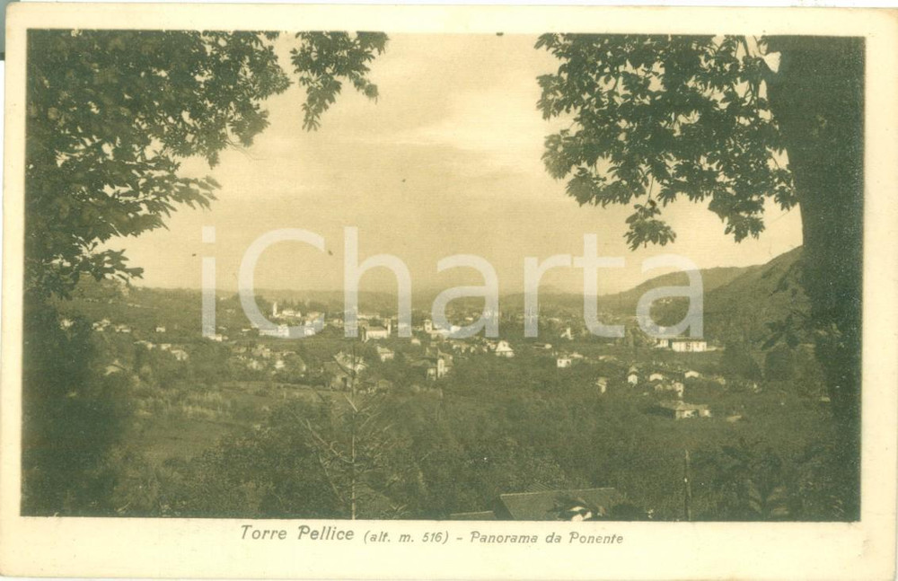 Cartolina originale da collezione 1930 TORRE PELLICE TO Panorama del paese da Ponente Cartolina FP VG 1