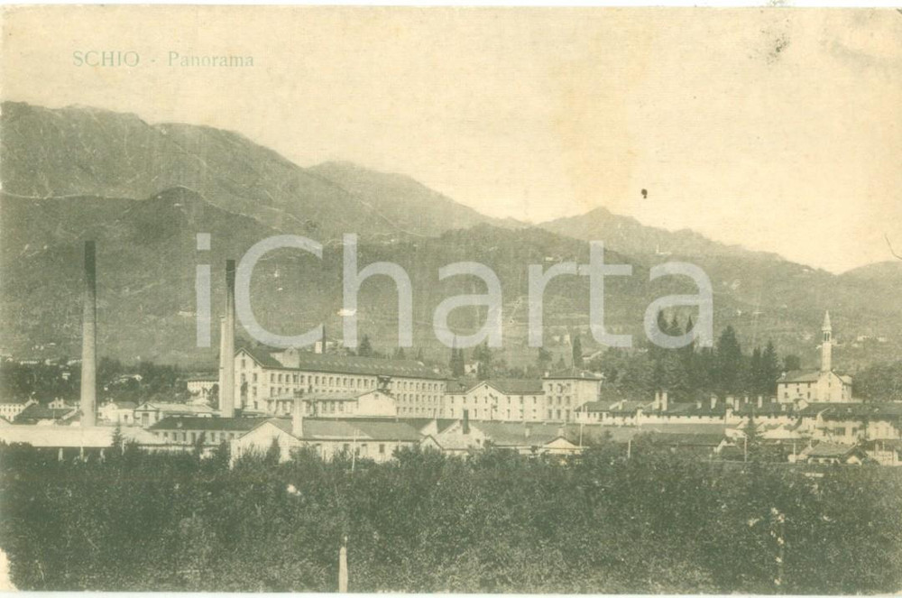 Cartolina originale da collezione 1935 ca SCHIO VI Panorama con stabilimenti Cartolina postale FP NV 1