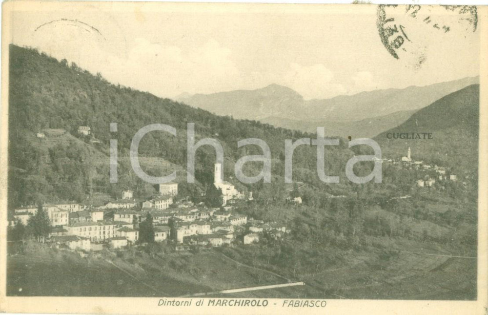 Cartolina originale da collezione 1924 CUGLIATE FABIASCO VA Panorama dei ditorni di MARCHIROLO Cartolina FP VG 1