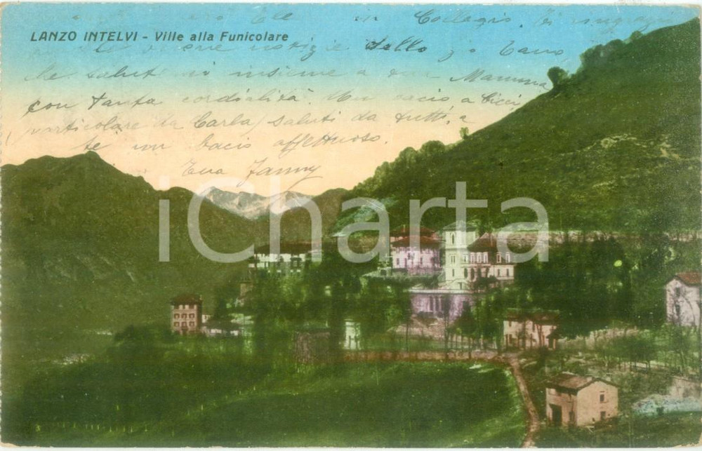 Cartolina originale da collezione 1933 LANZO D INTELVI CO Ville alla funicolare Cartolina FP VG 1