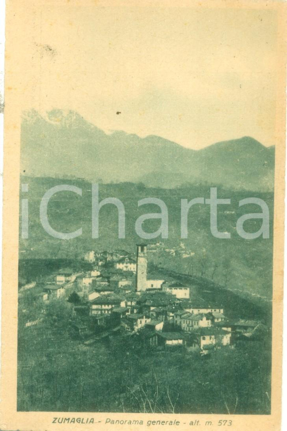 Cartolina originale da collezione 1935 ca ZUMAGLIA BI Panorama generale del paese Cartolina FP VG 1