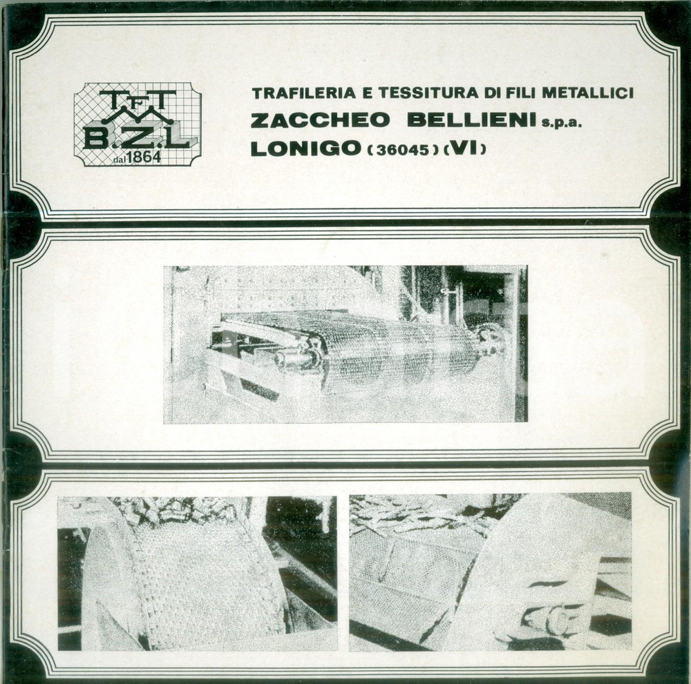 Materiale pubblicitario d’epoca 1955 ca LONIGO Trafileria e tessitura fili metallici Zaccheo BELLIENI Opuscolo 1