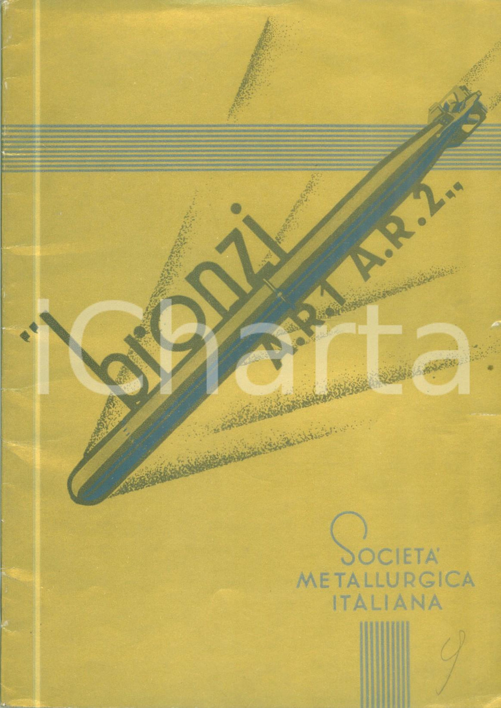 Materiale pubblicitario d’epoca 1950 ca MILANO SocietÃ  Metallurgica Italiana Bronzi A.R.1 A.R.2 DANNEGGIATO 1