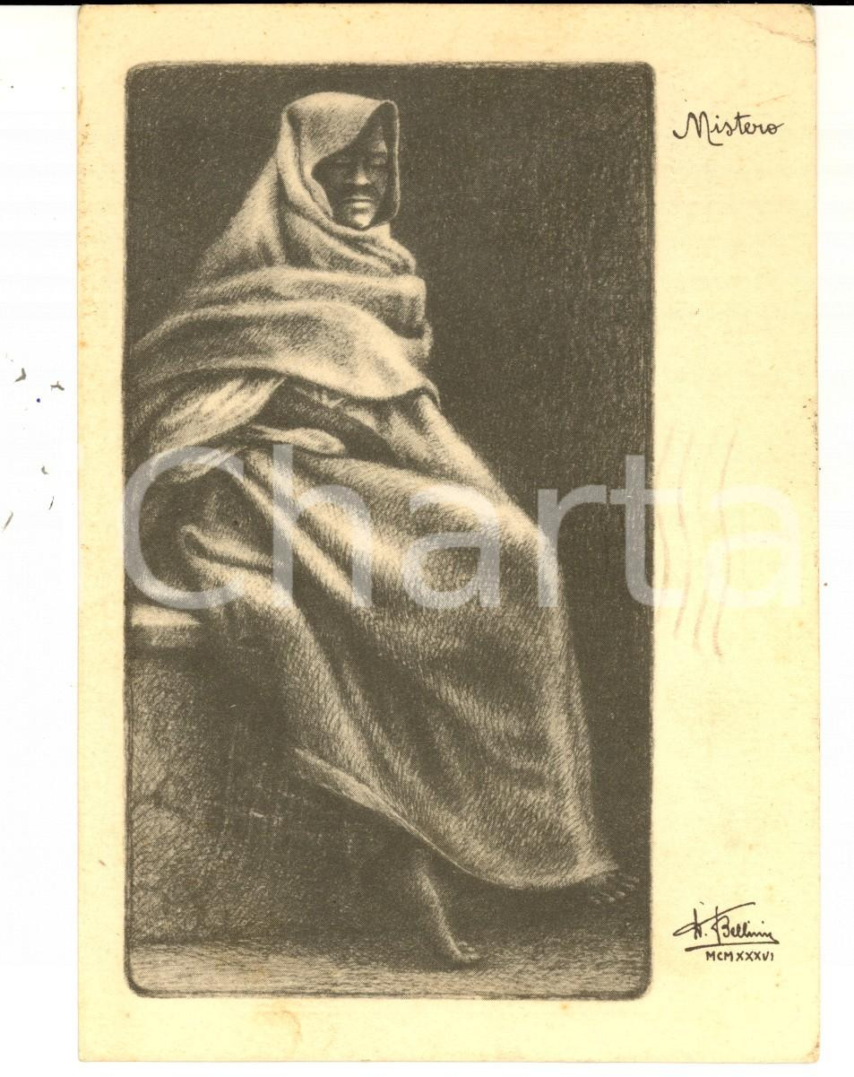 Cartolina originale da collezione 1938 TIPI D AFRICA Mistero  Cartolina ill. Dandolo BELLINI pro carcere NIGUARDA 1