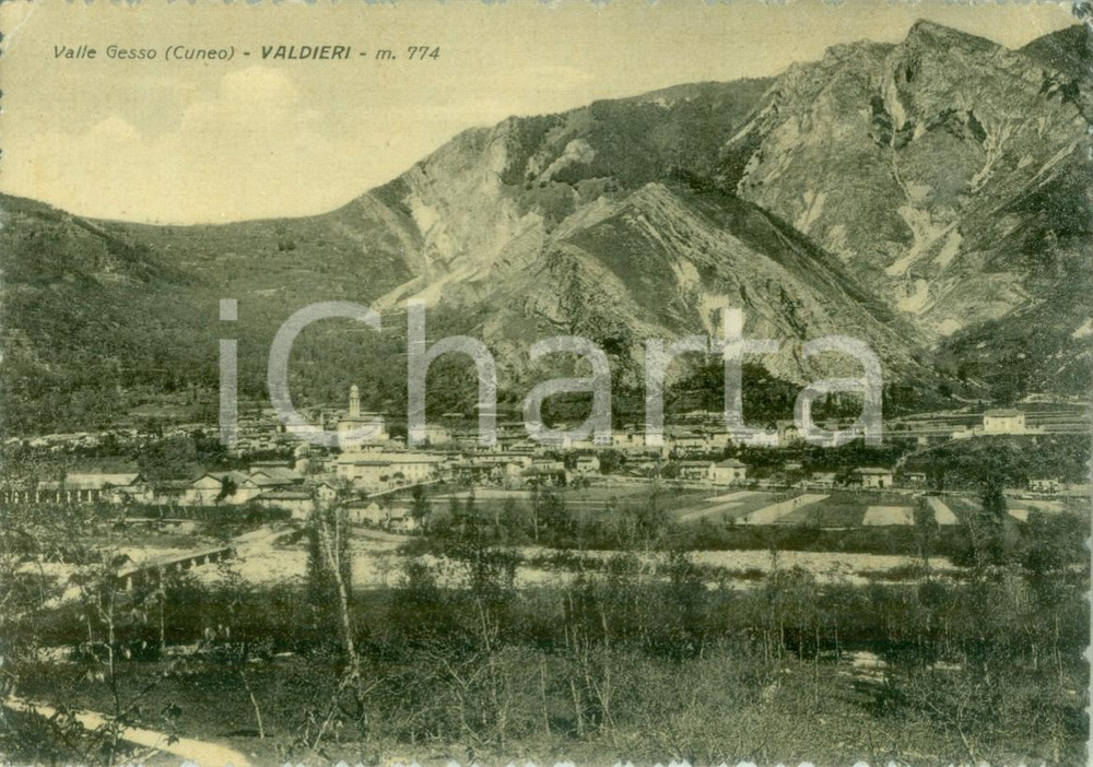 Cartolina originale da collezione 1957 VALDIERI CN Panorama del paese in Valle GESSO Cartolina FG VG 1