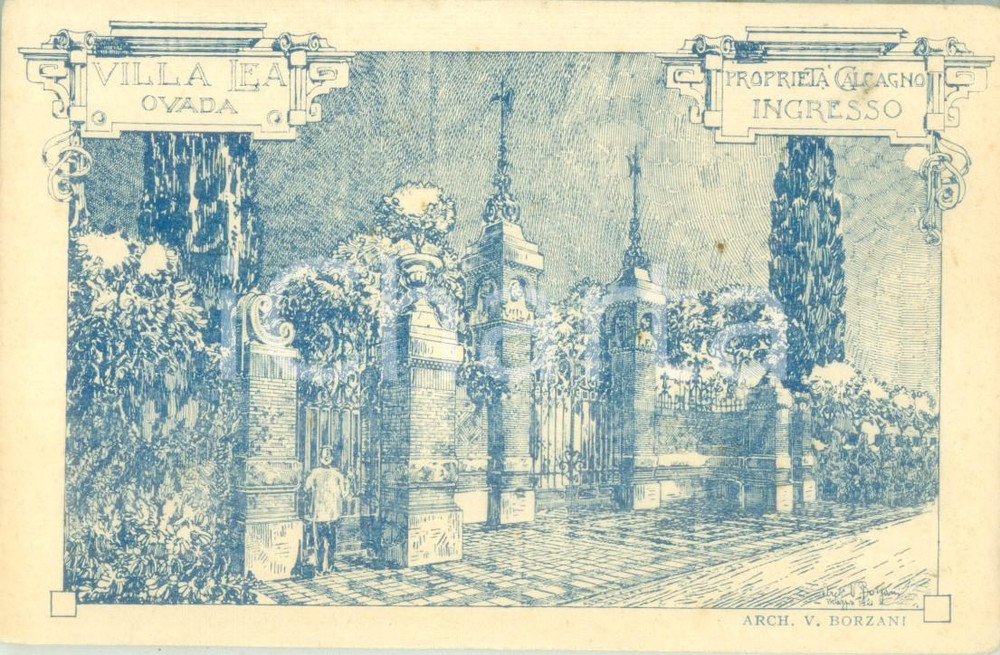 Cartolina originale da collezione 1935 ca OVADA AL L ingresso di Villa LEA Cartolina ILLUSTRATA FP NV 1