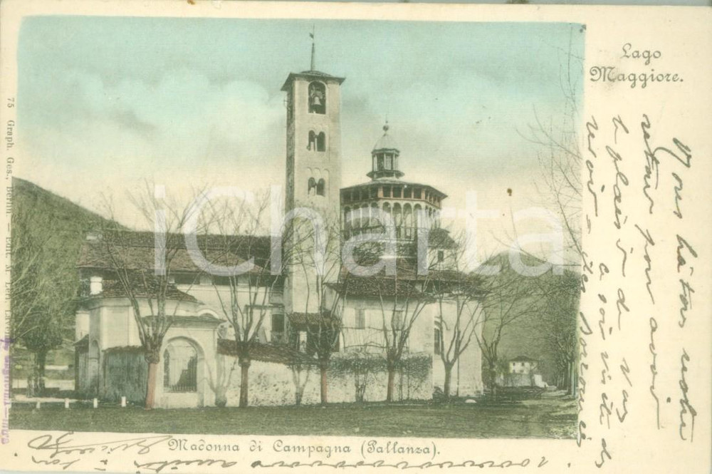 Cartolina originale da collezione 1904 VERBANIA PALLANZA La Madonna di Campagna Cartolina postale FP VG 1