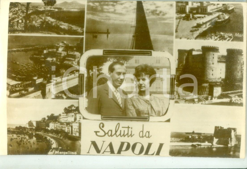 Cartolina originale da collezione 1955 ca NAPOLI Vedutine Santa Lucia MERGELLINA Stazione Cartolina postale FP NV 1
