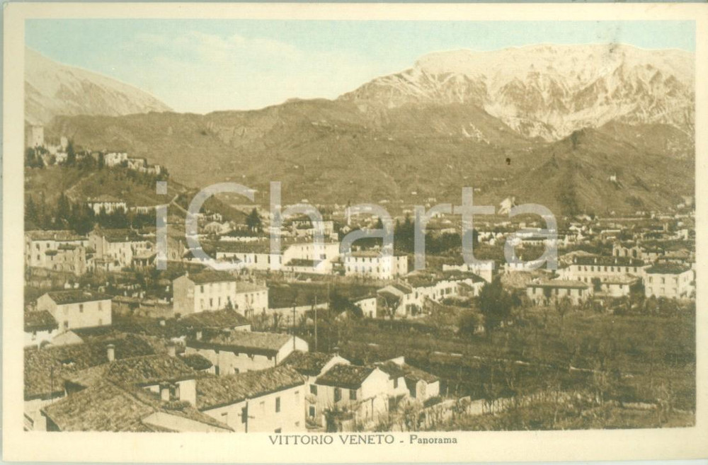 Cartolina originale da collezione 1935 ca VITTORIO VENETO TV Panorama della cittÃ  Cartolina postale FP NV 1