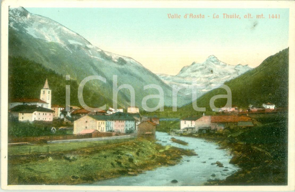 Cartolina originale da collezione 1940 ca LA THUILE AO Veduta panoramica generale Cartolina FP NV 1