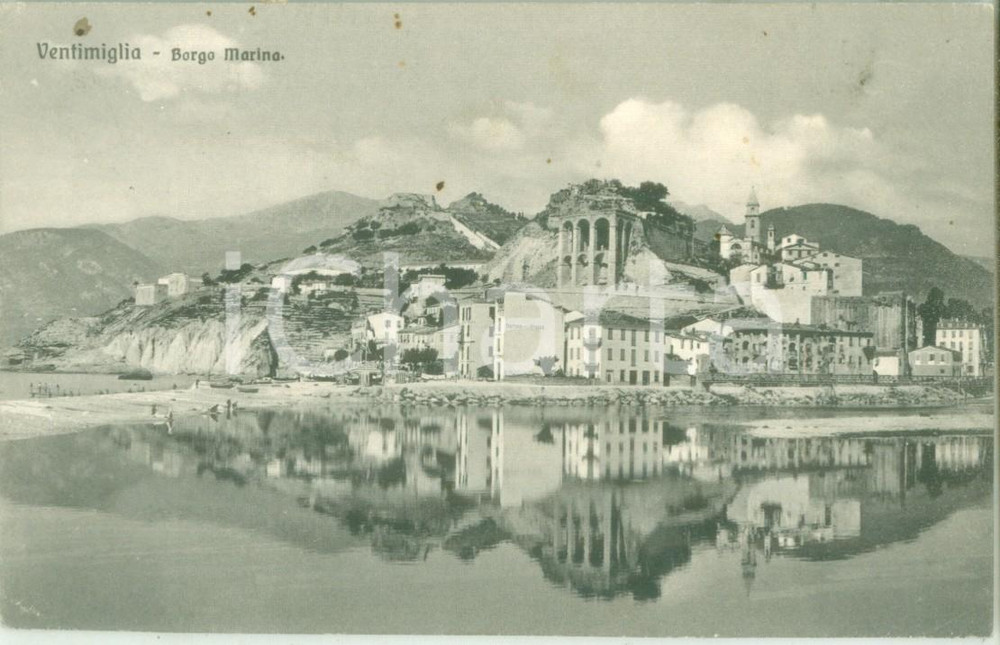 Cartolina originale da collezione 1913 VENTIMIGLIA IM Veduta di Borgo Marina Cartolina postale FP VG 1