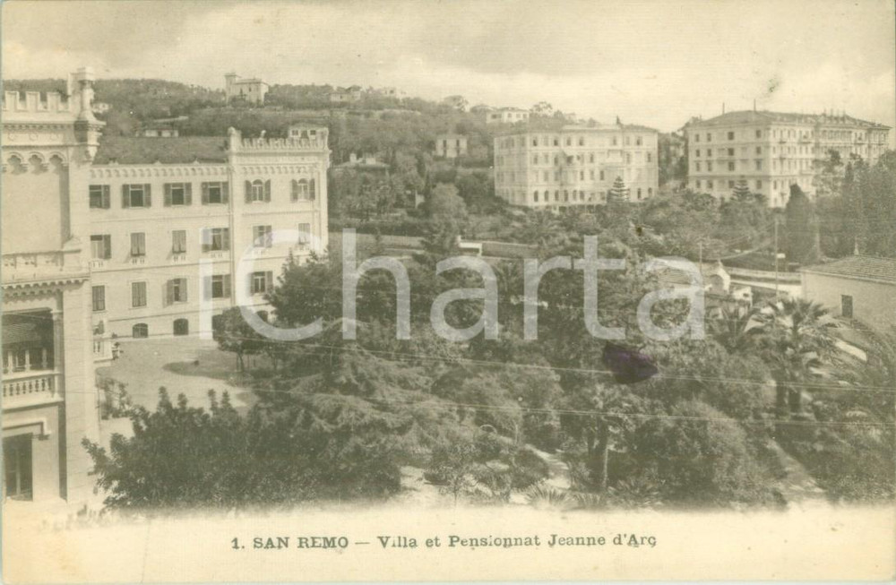 Cartolina originale da collezione 1921 SANREMO IM Villa e pensionato GIOVANNA D ARCO Cartolina FP VG 1