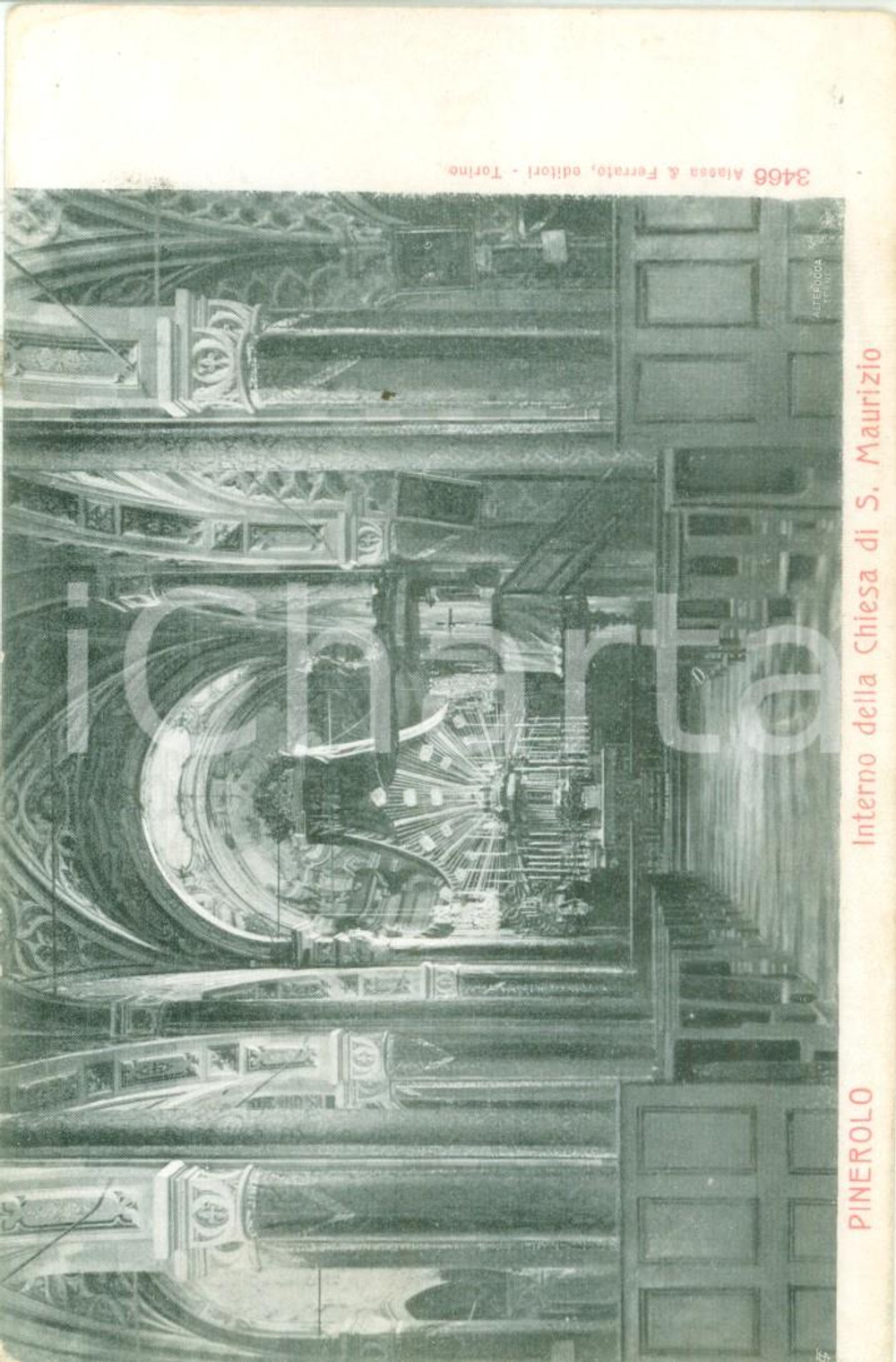 Cartolina originale da collezione 1930 ca PINEROLO TO Interno della Chiesa di SAN MAURIZIO Cartolina FP NV 1