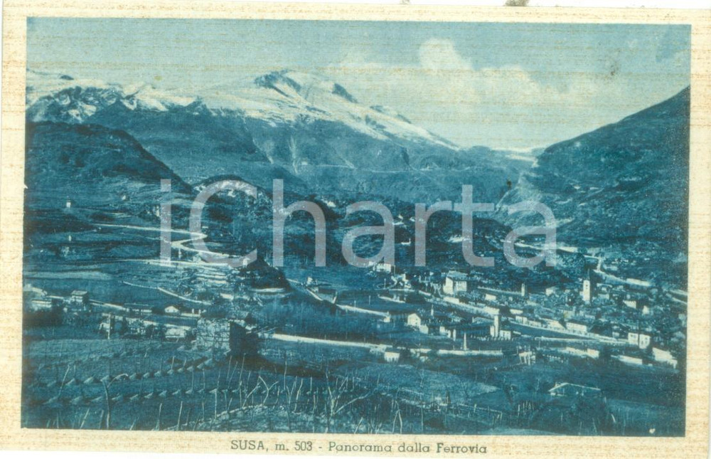 Cartolina originale da collezione 1930 ca SUSA TO Veduta panoramica dalla ferrovia Cartolina FP NV 1