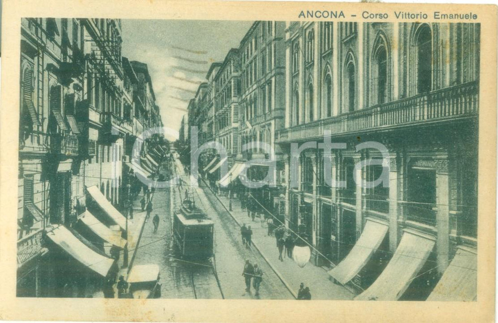 Cartolina originale da collezione 1930 ANCONA Tram in Corso Vittiorio Emanuele Cartolina FP VG 1