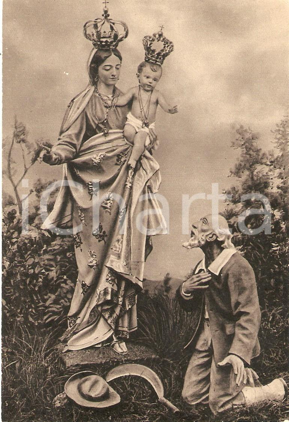 Cartolina originale da collezione 1960 ca CERANESI Statua Nostra Signora della Guardia di Antonio CANEPA Cartolina 1