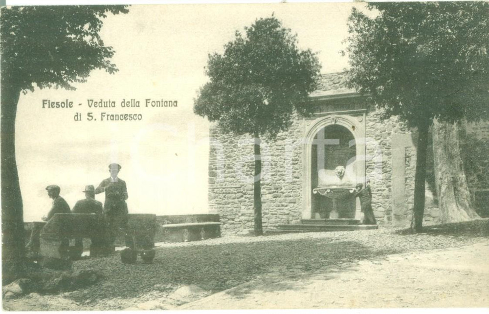 Cartolina originale da collezione 1930 ca FIESOLE FI veduta della Fontana di SAN FRANCESCO Cartolina FP NV 1