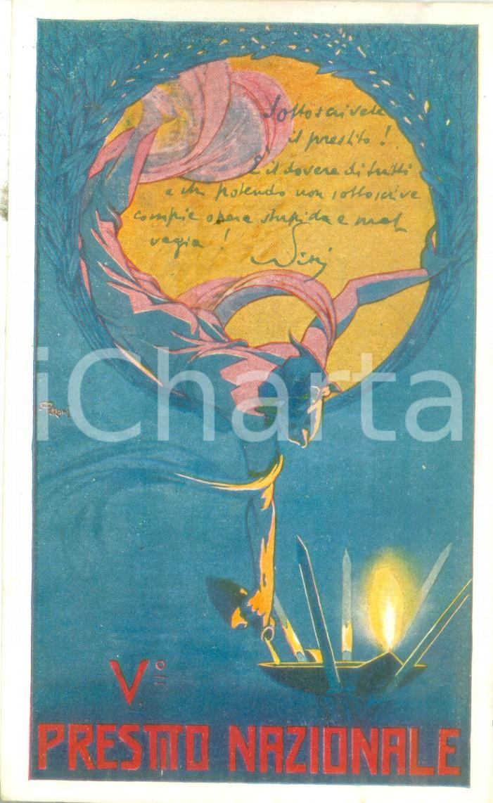Cartolina originale da collezione 1918 PROPAGANDA WW1 Sottoscrivete V Prestito Nazionale Cartolina FP NV 1