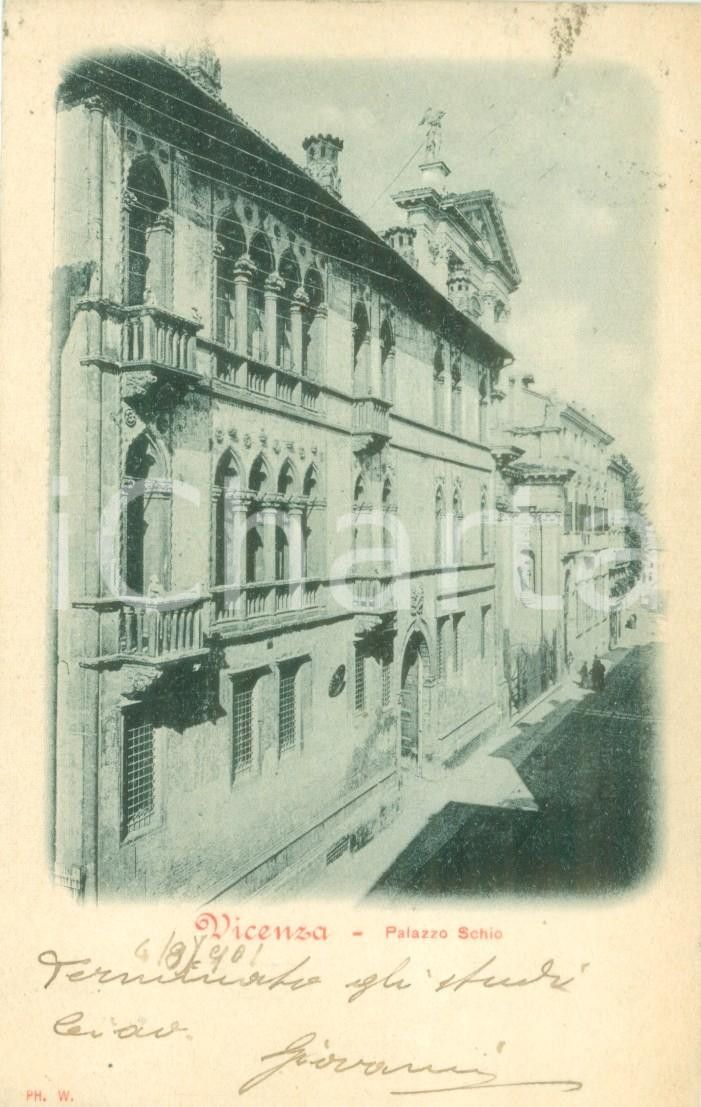 Cartolina originale da collezione 1901 VICENZA Scorcio di Palazzo SCHIO Cartolina postale FP VG 1