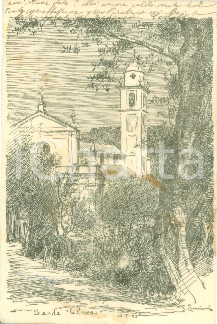 Cartolina originale da collezione 1923 CELLE LIGURE V Chiesa di San Giorgioa SANDA Cartolina ILLUSTRATA FP VG 1