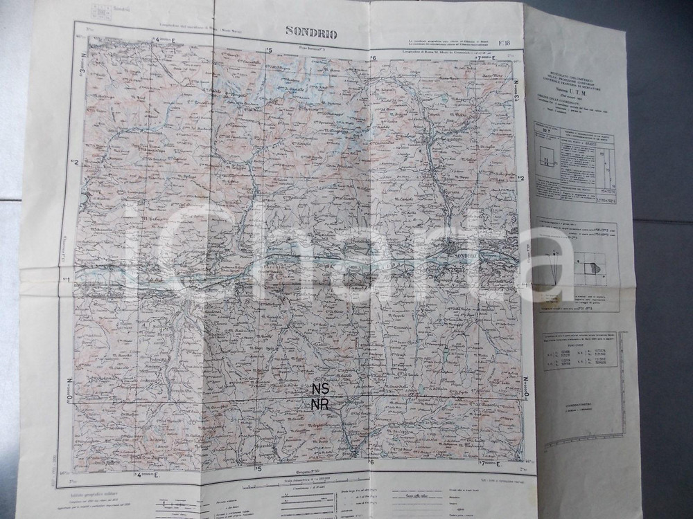 Mappa, planimetria storica 1950 Istituto Geografico Militare CARTA D ITALIA  SONDRIO Mappa 55x50 1