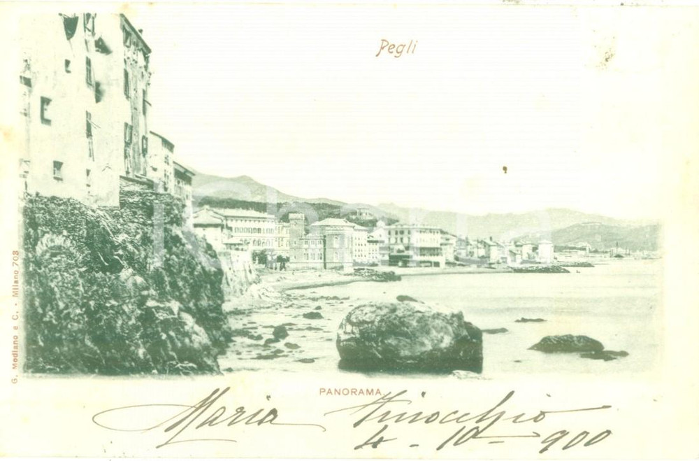 Cartolina originale da collezione 1900 GENOVA PEGLI Panorama della costa Cartolina postale FP VG 1