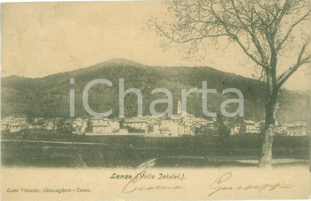 Cartolina originale da collezione 1905 LANZO D INTELVI CO Panorama del paese Cartolina postale FP VG 1