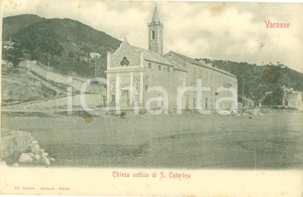 Cartolina originale da collezione 1903 VARAZZE SV La Chiesa votiva di SANTA CATERINA Cartolina FP VG 1
