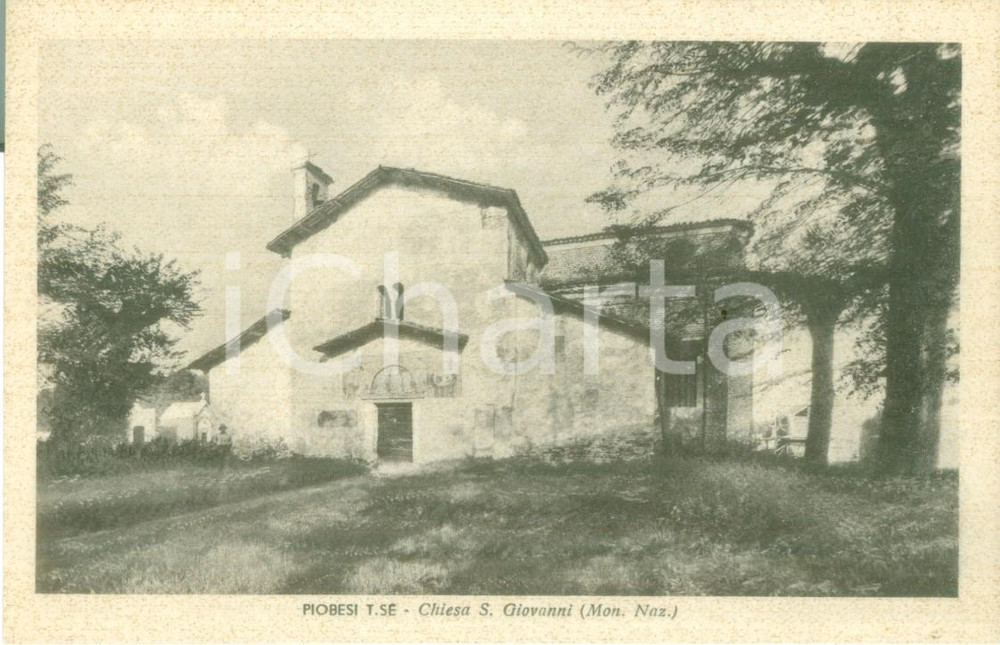 Cartolina originale da collezione 1942 PIOBESI TORINESE Chiesa di San Giovanni Monumento Nazionale Cartolina FP NV 1