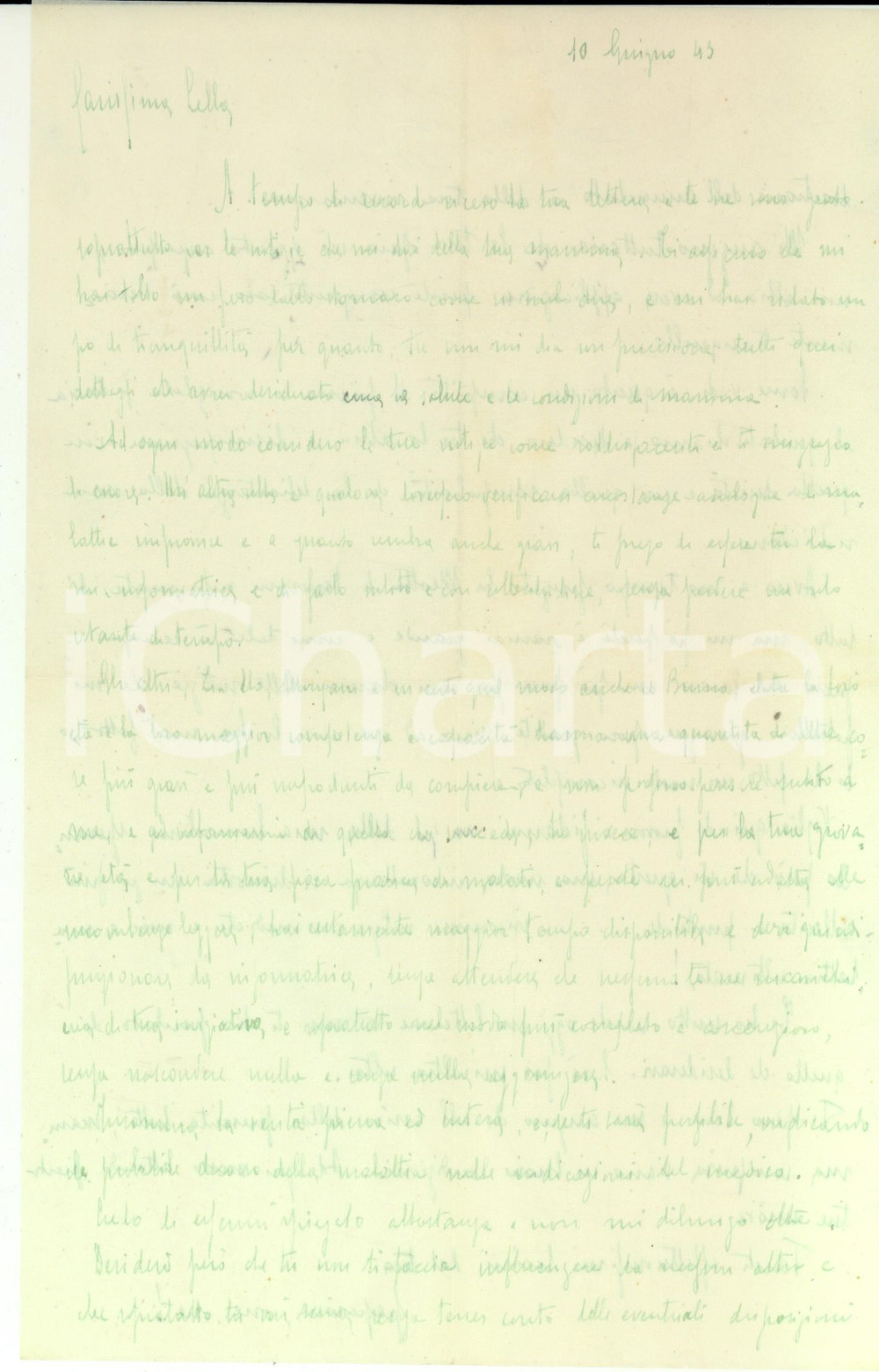 Documento originale, autentico 1943 WW2 Edmondo ZANCHI esorta la figlia a curare la madre Lettera 1