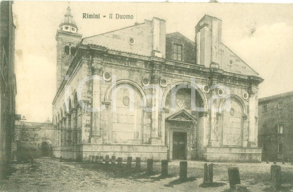 Cartolina originale da collezione 1912 RIMINI Facciata del Tempio Malatestiano Cartolina postale FP VG 1