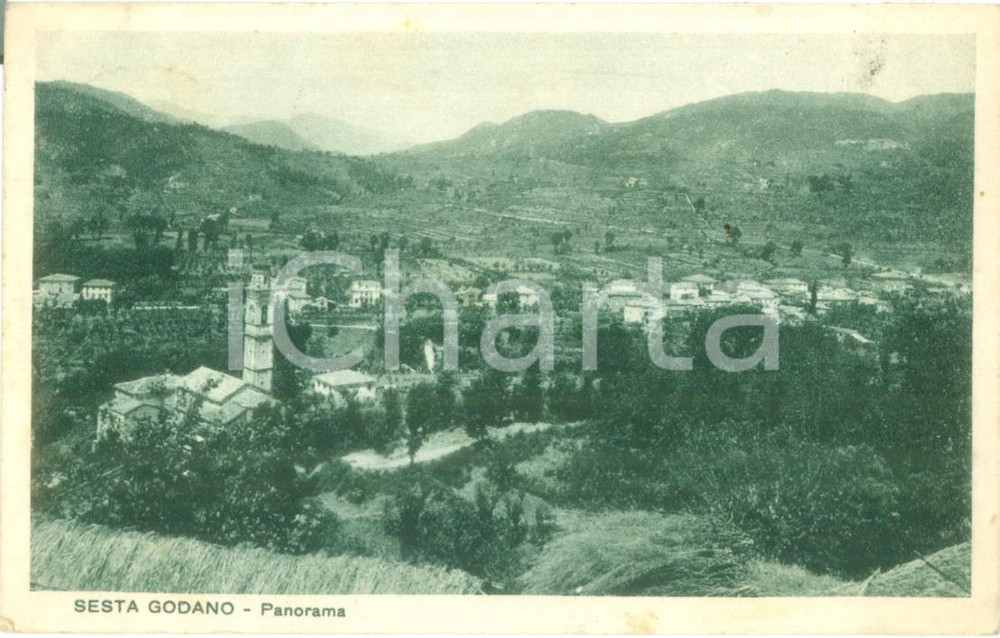 Cartolina originale da collezione 1942 SESTA GODANO SP Panorama generale del paese Cartolina FP VG 1