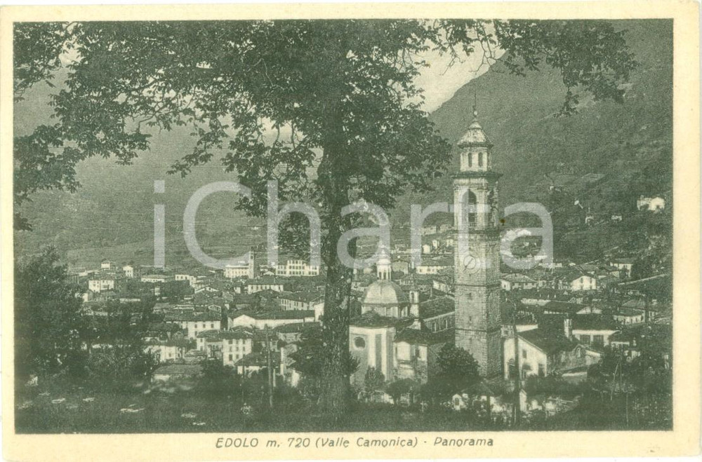 Cartolina originale da collezione 1935 ca EDOLO BS Panorama del paese iN Valle CAMONICA Cartolina FP NV 1