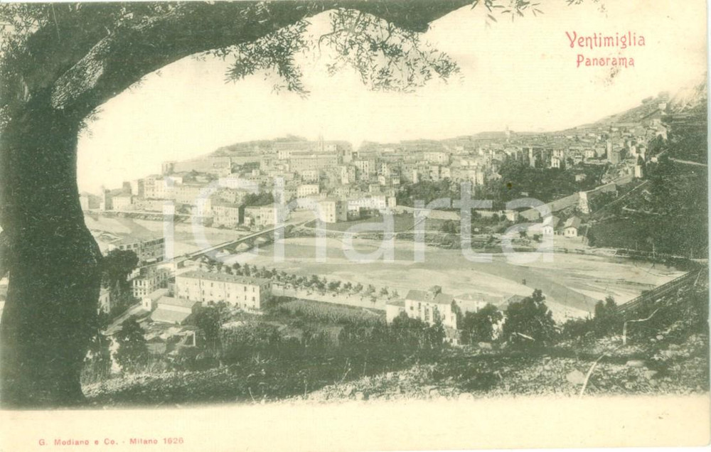 Cartolina originale da collezione 1900 ca VENTIMIGLIA IM Panorama generale dal colle Cartolina FP NV 1