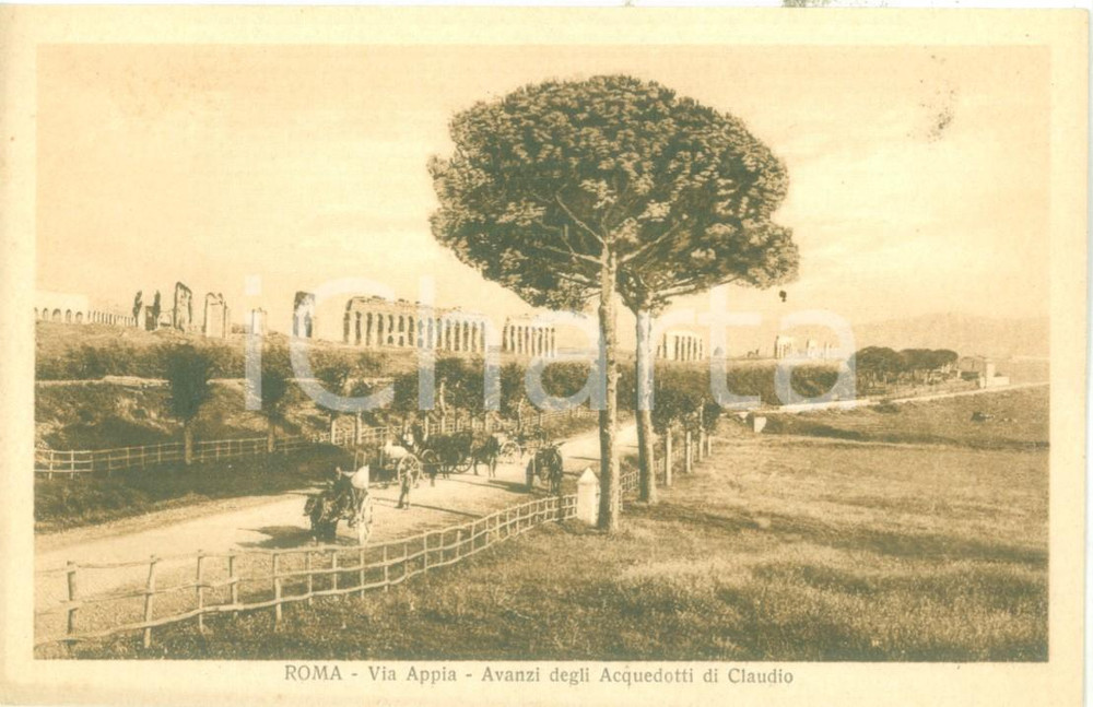 Cartolina originale da collezione 1935 ca ROMA Carri in Via APPIA Acquedotti di Claudio Cartolina FP NV 1