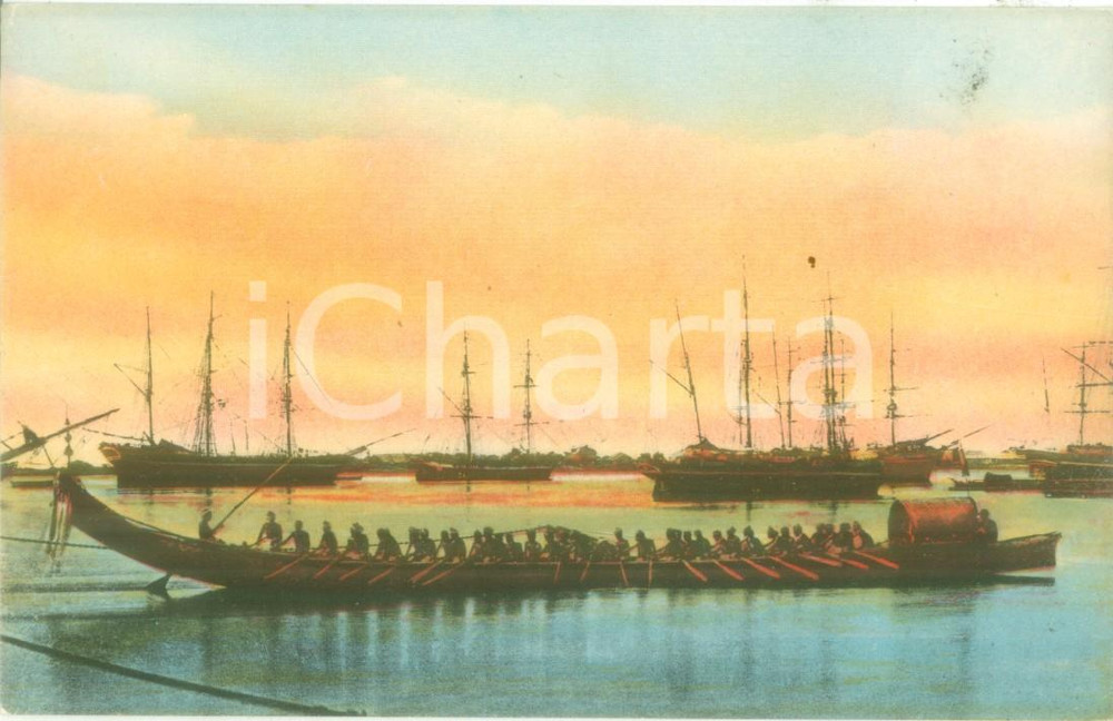 Cartolina originale da collezione 1939 MISSIONI ESTERE  BIRMANIA pittoresca Regate a RANGOON Cartolina FP NV 1