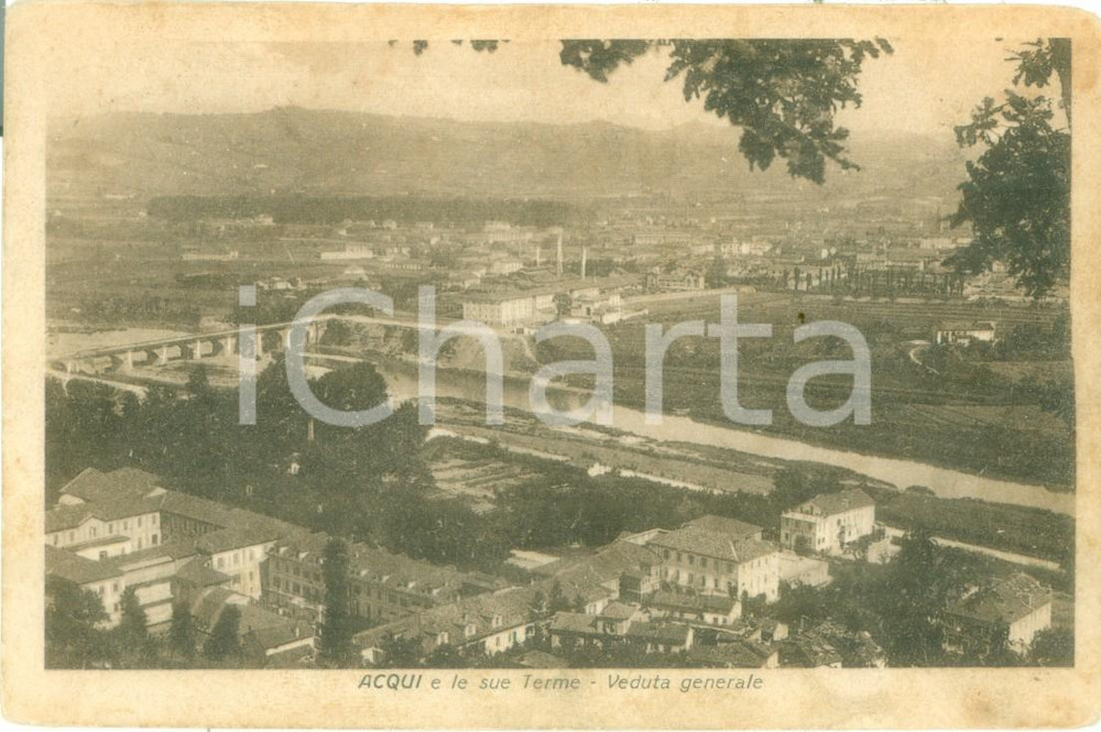 Cartolina originale da collezione 1925 ACQUI TERME AL Panorama aereo generale Cartolina FP VG 1