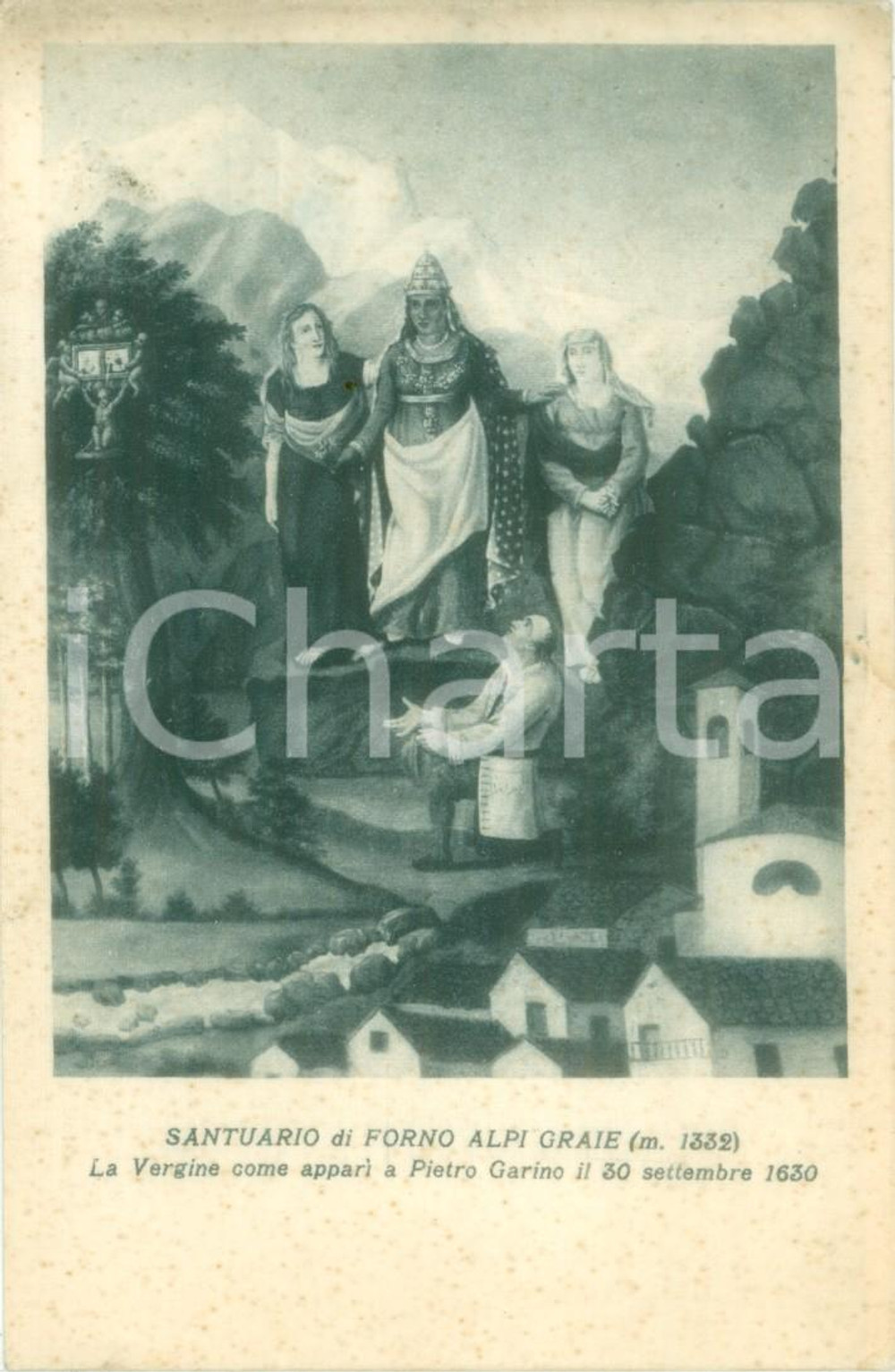 Cartolina originale da collezione 1935 ca GROSCAVALLO TO Santuario di FORNO ALPI GRAIE Cartolina FP VG 1