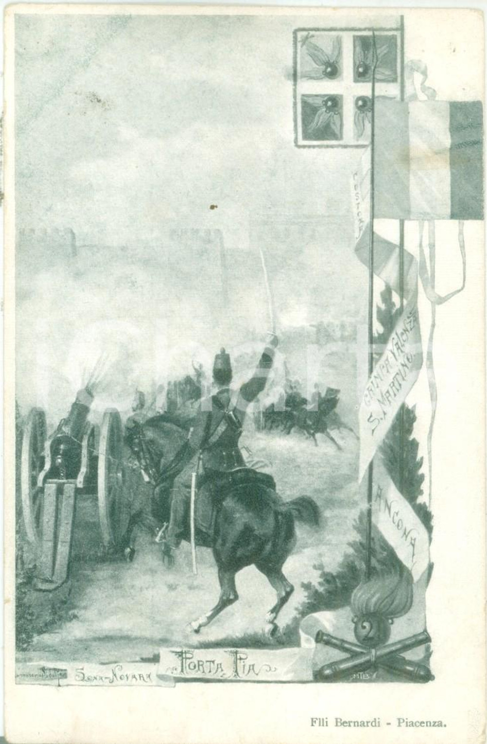 Cartolina originale da collezione 1900 ca 21Â° REGGIMENTO ARTIGLIERIA Porta Pia Cartolina reggimentale FP NV 1