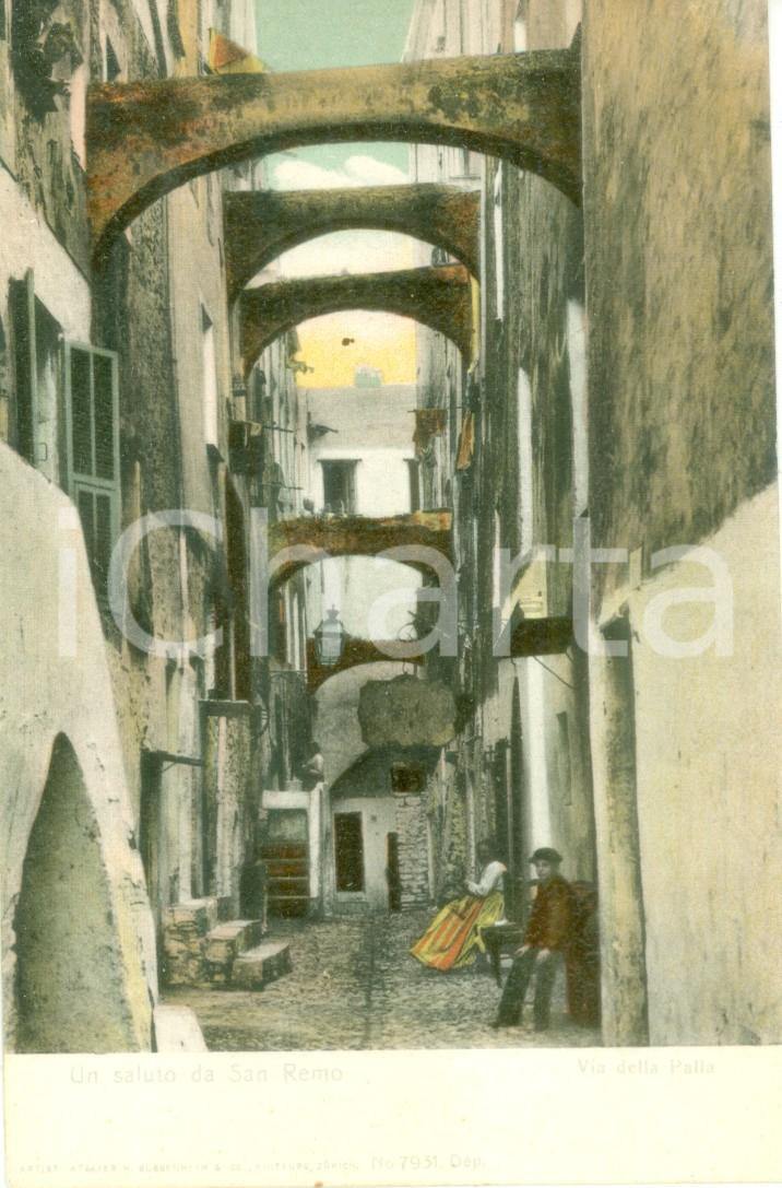 Cartolina originale da collezione 1900 ca SANREMO IM Bambini in Via della Palla Cartolina FP NV 1