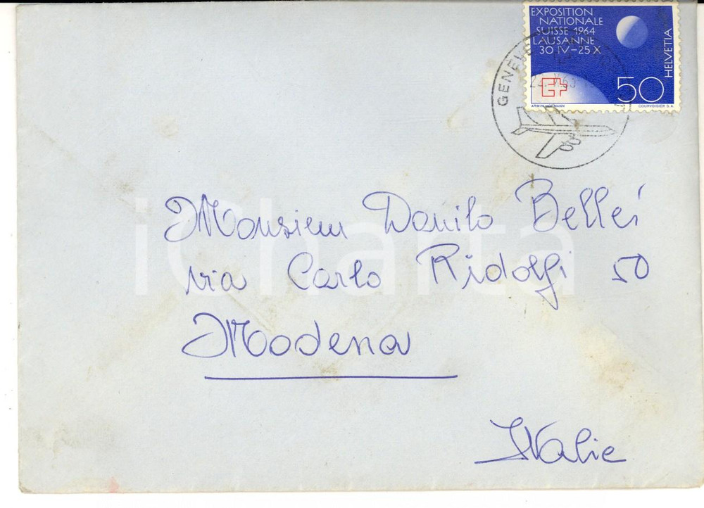 Documento originale, autentico 1964 STORIA POSTALE SVIZZERA Exposition Nationale LAUSANNE Busta 1