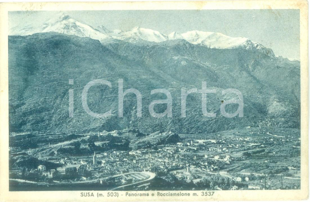 Cartolina originale da collezione 1940 SUSA TO Veduta panoramica con il ROCCIAMELONE Cartolina FP VG 1