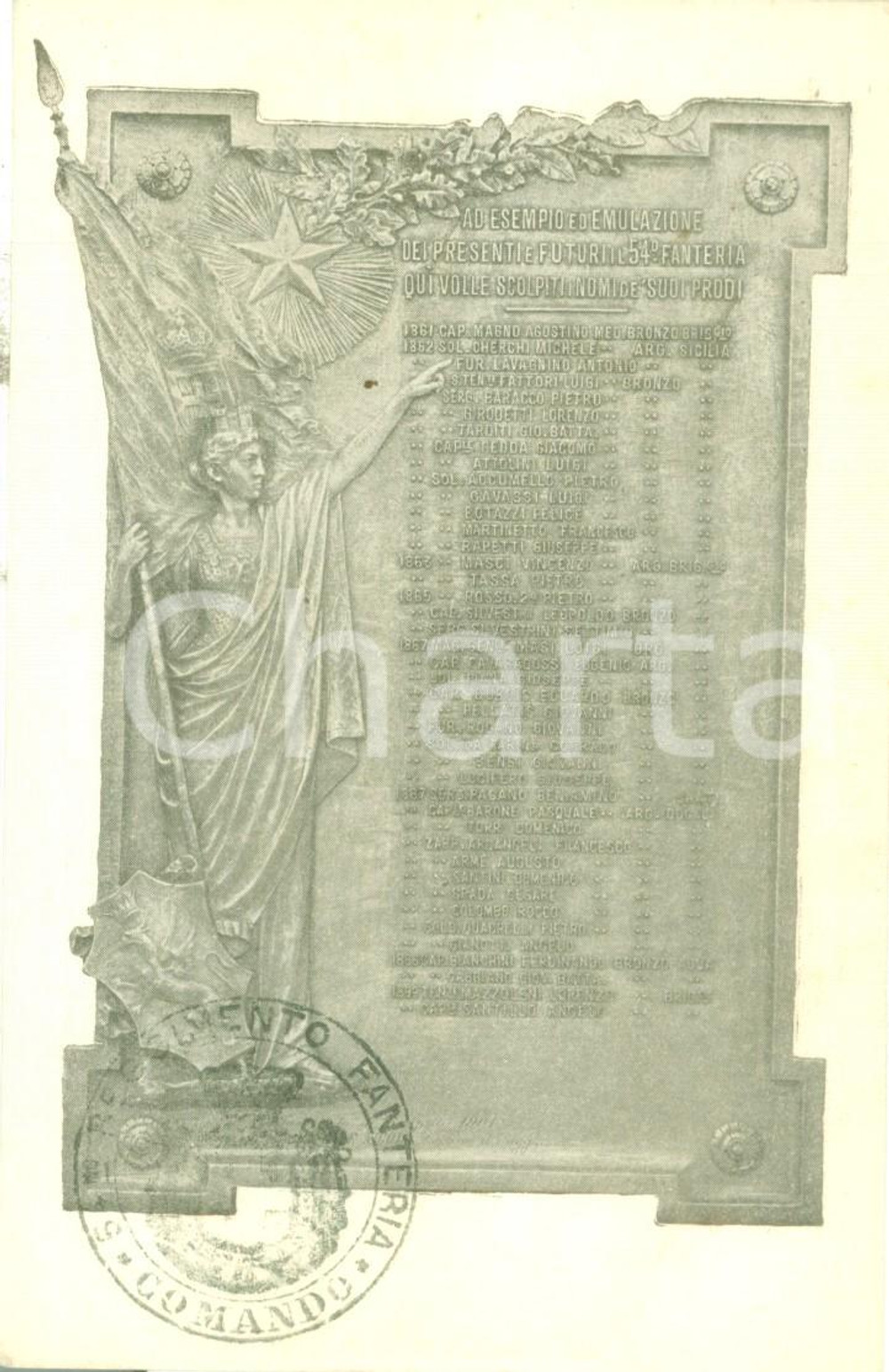 Cartolina originale da collezione 1900 ca 5Â° REGGIMENTO FANTERIA Cartolina reggimentale ILLUSTRATA FP NV 1