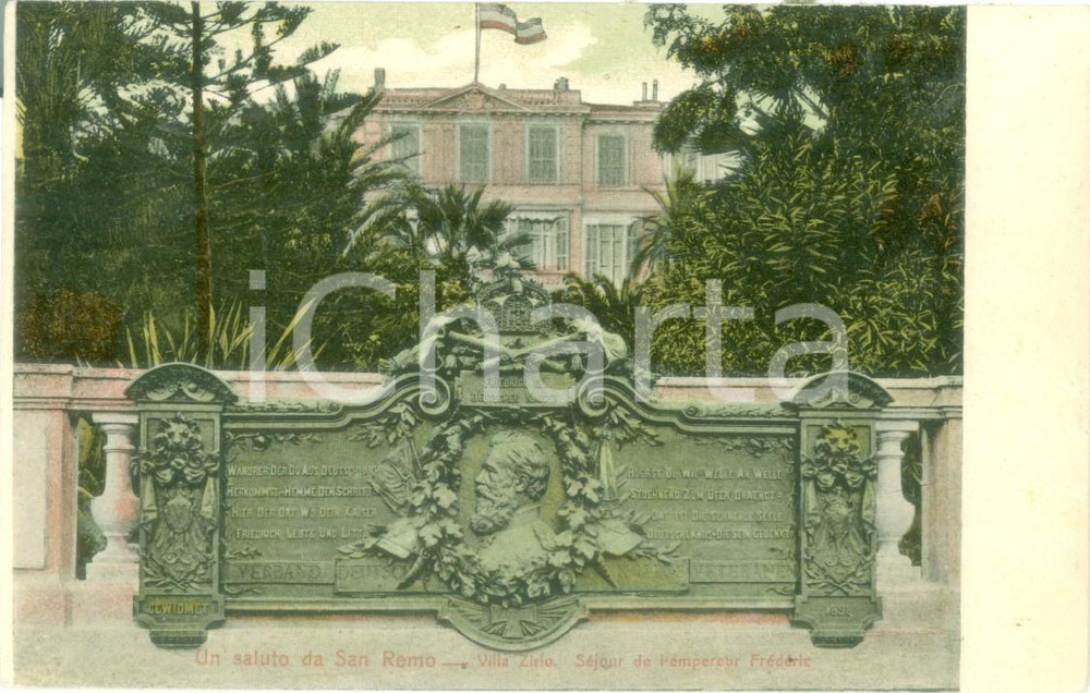 Cartolina originale da collezione 1900 ca SANREMO IM Villa ZIRIO soggiono dell Imperatore Federico III Cartolina 1