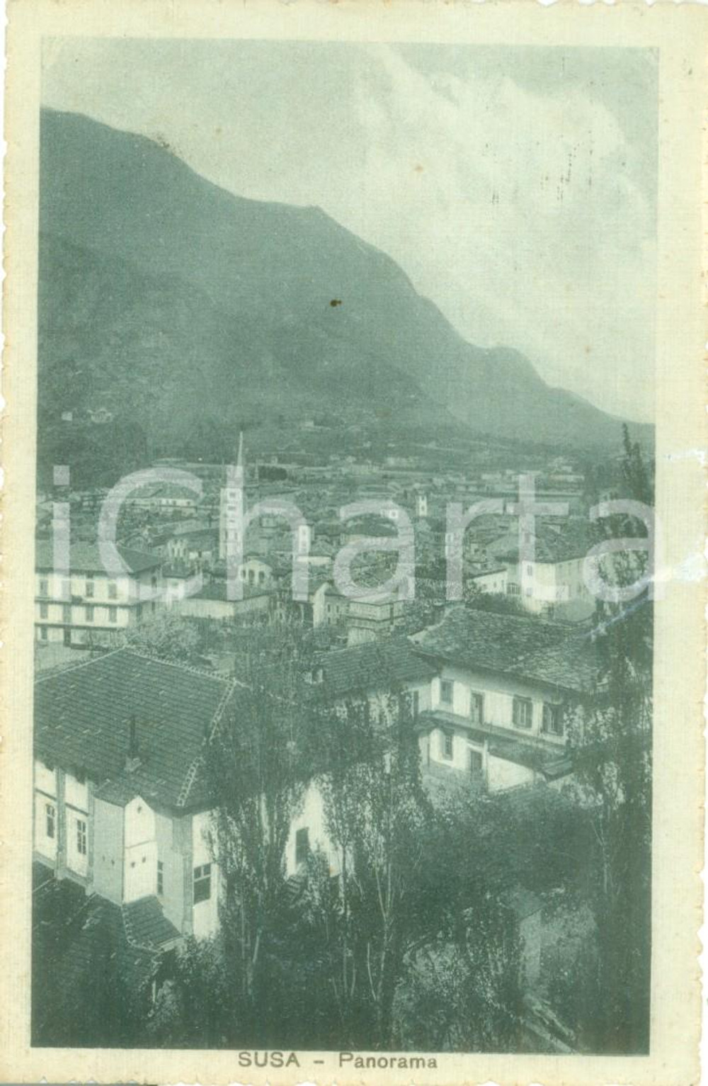 Cartolina originale da collezione 1919 SUSA TO Scorcio panoramico della cittÃ  Cartolina FP VG 1