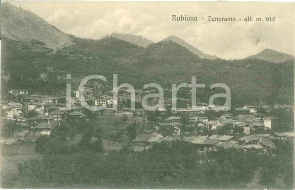 Cartolina originale da collezione 1935 ca RUBIANA TO Panorama generale del paese Cartolina FP NV 1